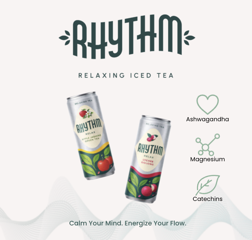 Rhythm relaxing iced tea brand artwork